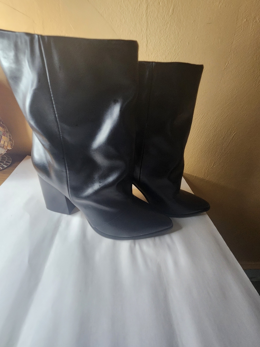 Classic Black Mid-Calf Block Heel Women's Boots